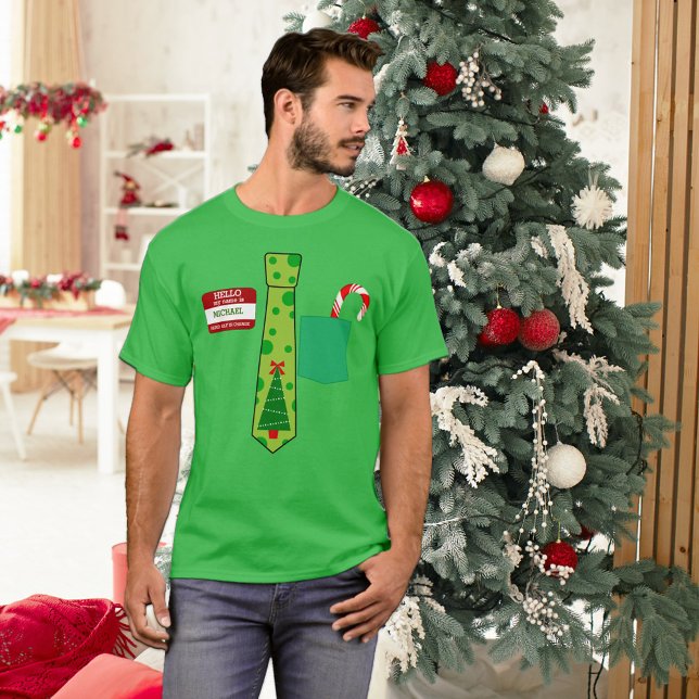 Funny Personalised Name Tag Christmas Tee (Creator Uploaded)