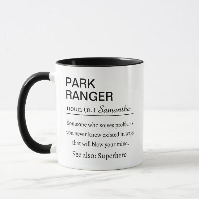 Funny Personalised Park Ranger Definition Gift Mug (Left)