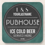 Funny Personalised Pubhouse Chalkboard Sign Coaster<br><div class="desc">This funny personalised bar coaster set makes the perfect wedding or anniversary gift for beer lovers! Add the groom & bride's or husband & wife's first initials and last name, and the year they became a couple or got married to create a unique keepsake that is sure to bring smiles...</div>