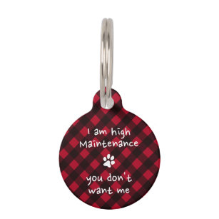 Funny Personalised Red Buffalo Plaid Puppy Dog Pet Tag