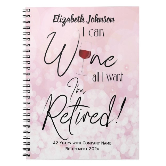 Funny Personalised Retirement Wine Notebook (Front)