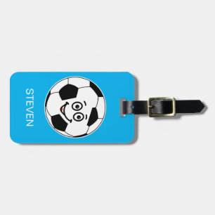 Funny Personalised Sport Soccer ball Blue Luggage Tag