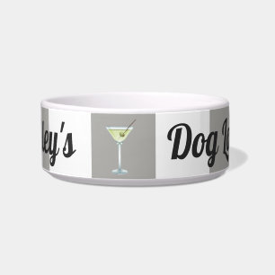 Funny Personalised Taupe Stripes Dog Lounge Bowl