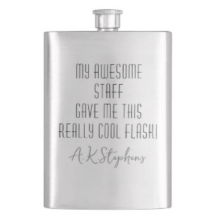 Funny Personalised to Boss from Staff Cool Modern Hip Flask