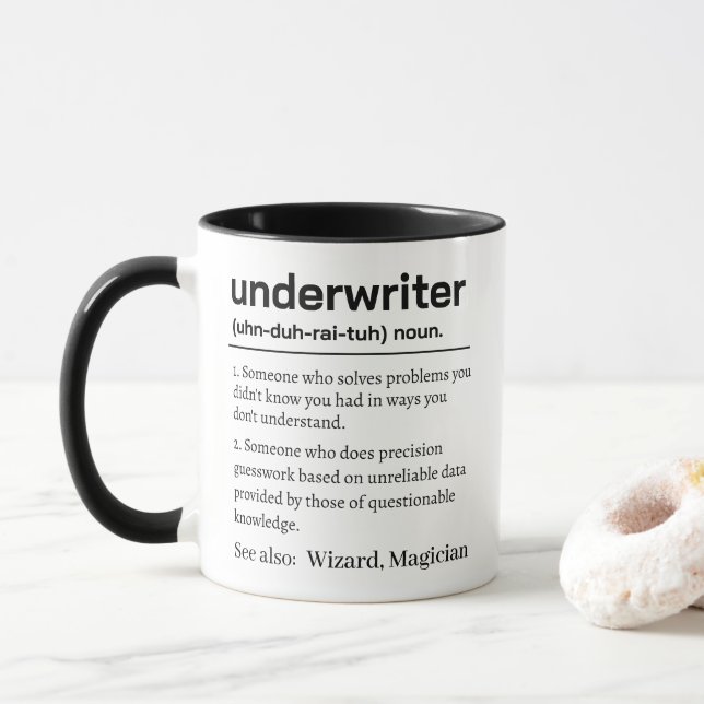 Funny Personalised Underwriter Definition Mug (With Donut)