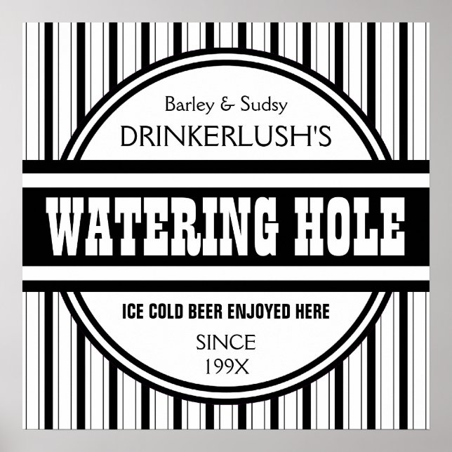 Funny Personalised Watering Hole Home Bar Sign (Front)