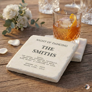 Funny Personalised Wedding Favour "Notes" Stone Coaster