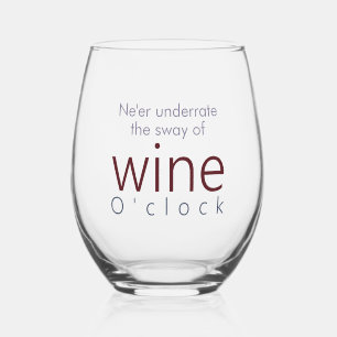 Funny Personalised Wine O'clock Stemless Wine Glass