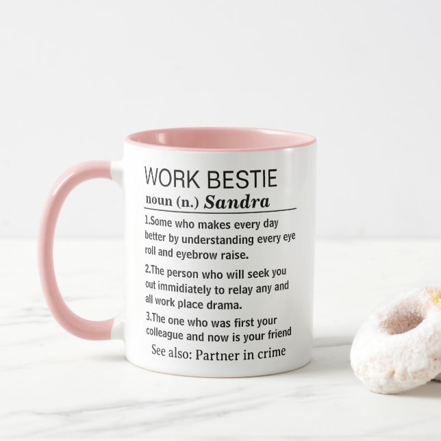 Funny Personalised Work Bestie Definition Mug (With Donut)
