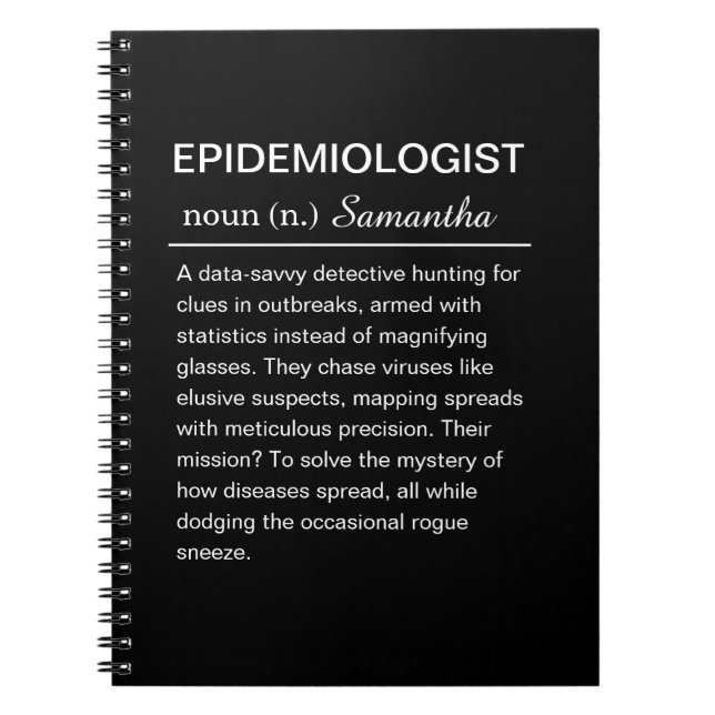 Funny Personalized Epidemiologist Definition Notebook (Front)
