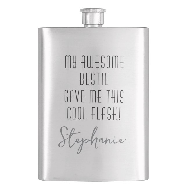 Funny Personalized from Bestie Cool Modern Hip Flask (Front)