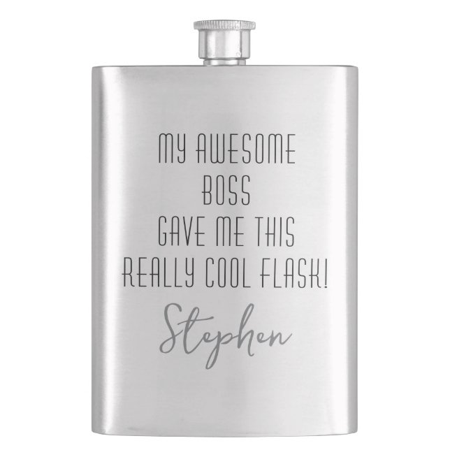 Funny Personalized from Boss Cool Modern Hip Flask (Front)