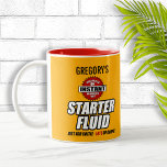 Funny Personalized Starter Fluid Two-Tone Coffee Mug<br><div class="desc">Funny starter fluid label with your name personalized right on it!</div>