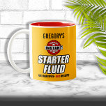 Funny Personalized Starter Fluid Two-Tone Coffee Mug<br><div class="desc">Funny starter fluid label with your name personalized right on it!</div>