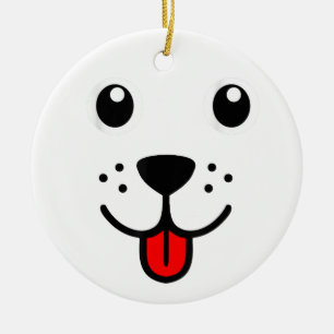 Funny Pet Animal Dog Puppy Happy Emoticon Face Ceramic Tree Decoration