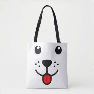 Funny Pet Animal Dog Puppy Happy Emoticon Face Tote Bag