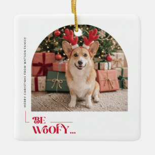 Funny Pet Arch Photo Dog Merry Christmas Ceramic Ornament