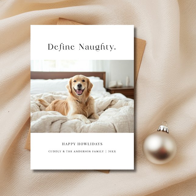 Funny Pet Christmas Define Naughty Dog Lover Photo Holiday Card (Creator Uploaded)
