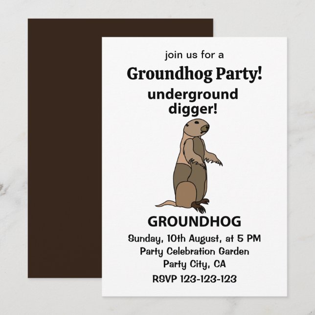 Funny Pet Groundhog Invitation (Front/Back)
