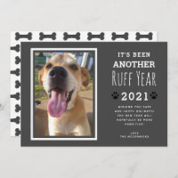 Funny Pet Photo Grey Dog Bones Ruff Year 2021