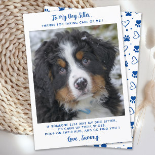 Funny Pet Sitter Custom Dog Puppy Photo Thank You Card