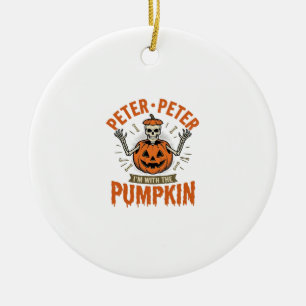Funny Peter Peter Pumpkin Halloween Skeleton Shirt Ceramic Tree Decoration