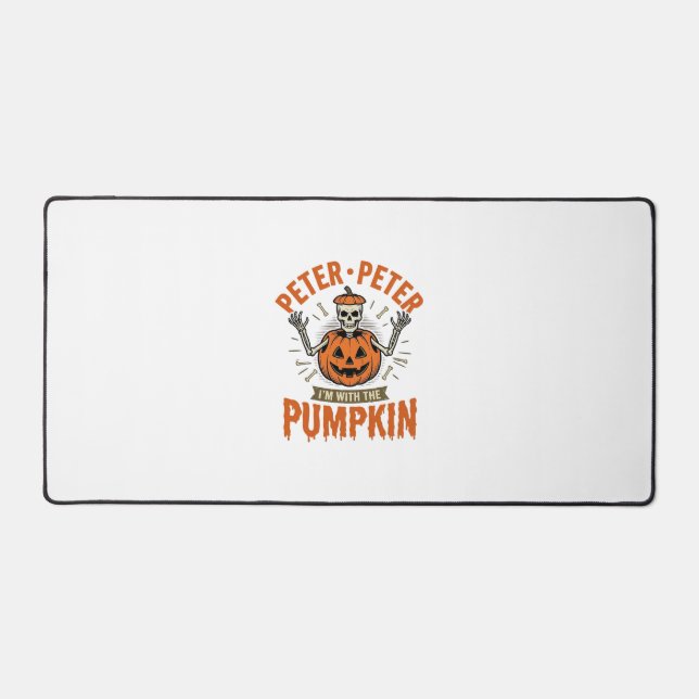 Funny Peter Peter Pumpkin Halloween Skeleton Shirt Desk Mat (Front)