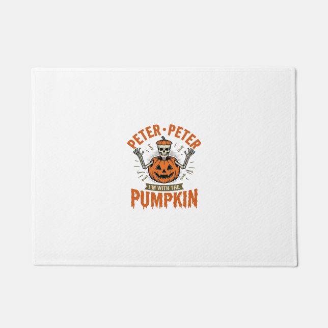 Funny Peter Peter Pumpkin Halloween Skeleton Shirt Doormat (Front)