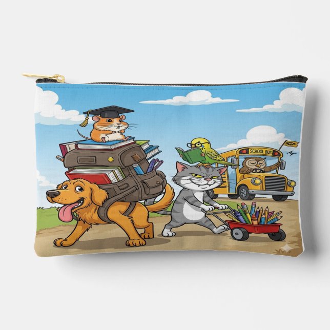 Funny Pets Back to School Zipper Pouch (Front)