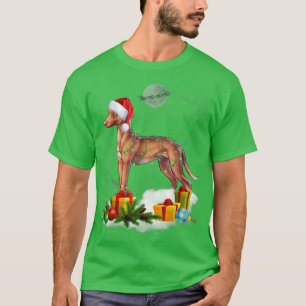 Funny Pharaoh Hound Dog Christmas Lights Santa Hat T-Shirt