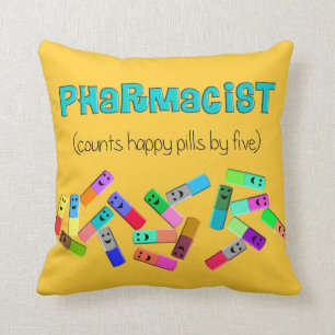 Funny Pharmacist "Counts By Five" Pillow