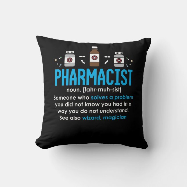 Funny Pharmacist Definition Pharmacy Employee Cushion (Front)