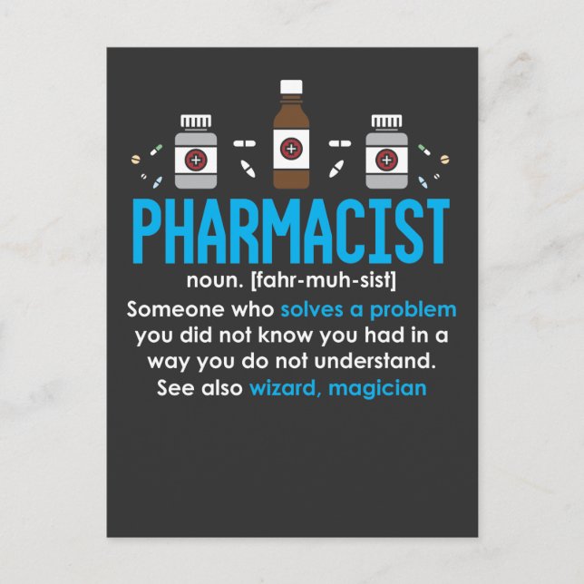 Funny Pharmacist Definition Pharmacy Employee Postcard (Front)