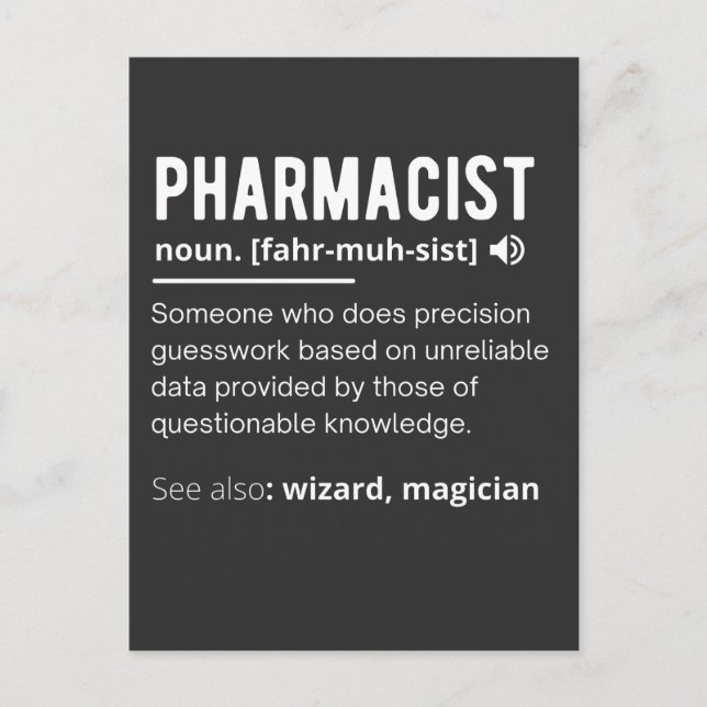 funny pharmacist definition sarcastic T-Shirt Postcard (Front)