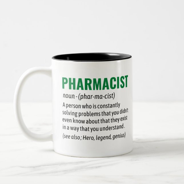 Funny Pharmacist dictionary Definition, Pharmacy   Two-Tone Coffee Mug (Left)
