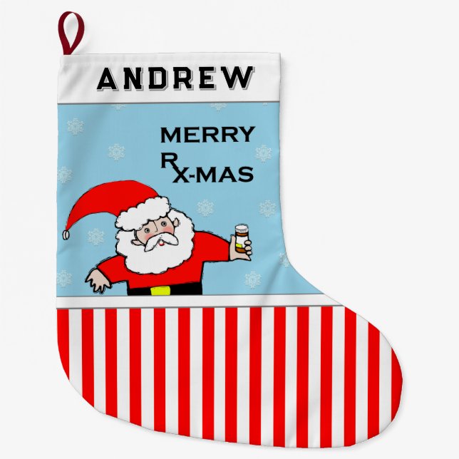 Funny Pharmacist Large Christmas Stocking (Front)