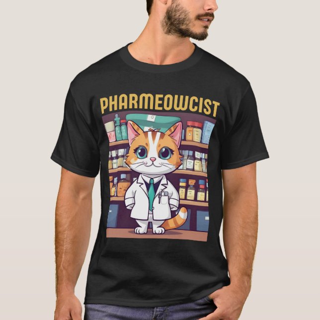 Funny Pharmacy Cat  T-Shirt (Front)