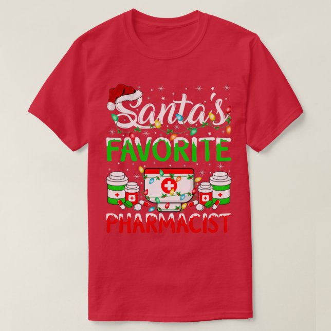 Funny Pharmacy Lover Xmas Pajama Santa Pharmacists T-Shirt (Design Front)