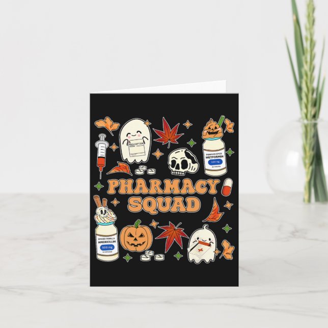 Funny Pharmacy Squad Halloween Pharmacist Tech Cow Card (Front)