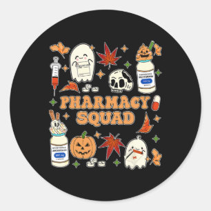 Funny Pharmacy Squad Halloween Pharmacist Tech Cow Classic Round Sticker