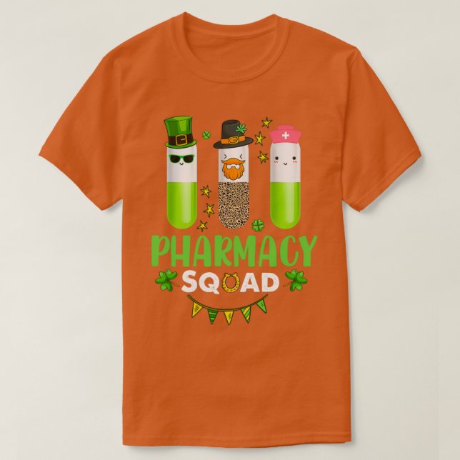Funny Pharmacy Squad Leprechaun Pharmacist St Patr T-Shirt (Design Front)