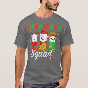 Funny Pharmacy Squad Santa Elf Reindeer Christmas T-Shirt