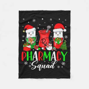 Funny Pharmacy Tech Squad Christmas Matching Holid Fleece Blanket