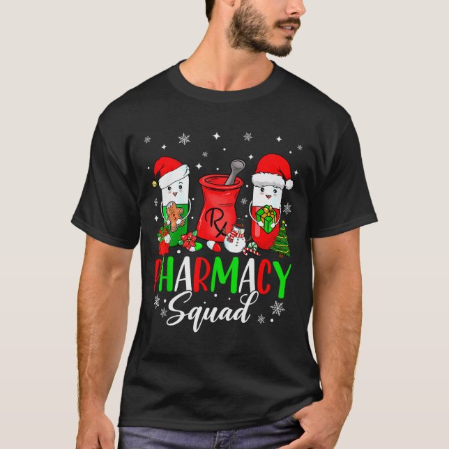 Funny Pharmacy Tech Squad Christmas Matching Holid T-Shirt (Front)