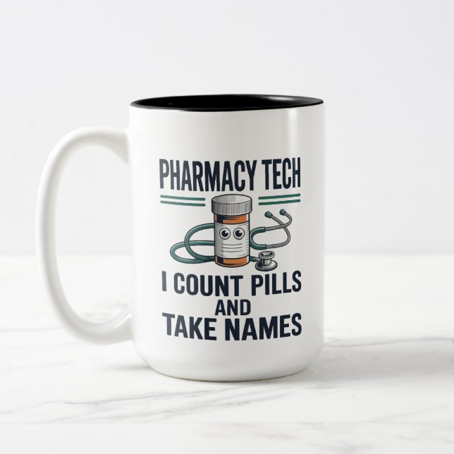 Funny Pharmacy Tech Squad CPhT Pharmacist Assistan Two-Tone Coffee Mug (Left)