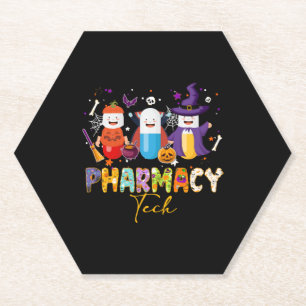 Funny Pharmacy Technician Pharmacist Halloween Paper Coaster