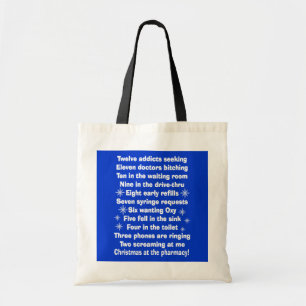 Funny Pharmacy  Tote "Twelve Days of Pharmacy" Bag