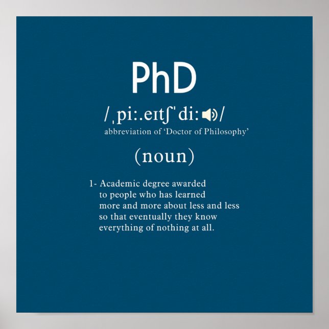 funny phd definition square poster (Front)