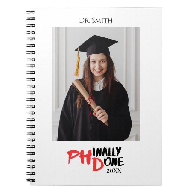 Funny PHD Graduation Custom Photo Gift Notebook (Front)