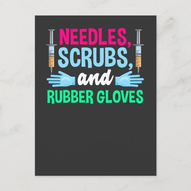 Funny Phlebotomist Syringe and Blood Employee Postcard (Front)